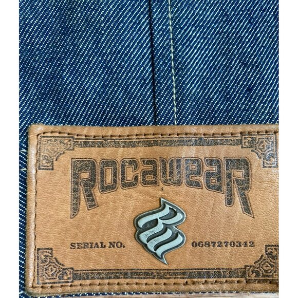 Rocawear Blue and White Denim Zip Up Jean Jacket sz 3xl - Picture 8 of 8